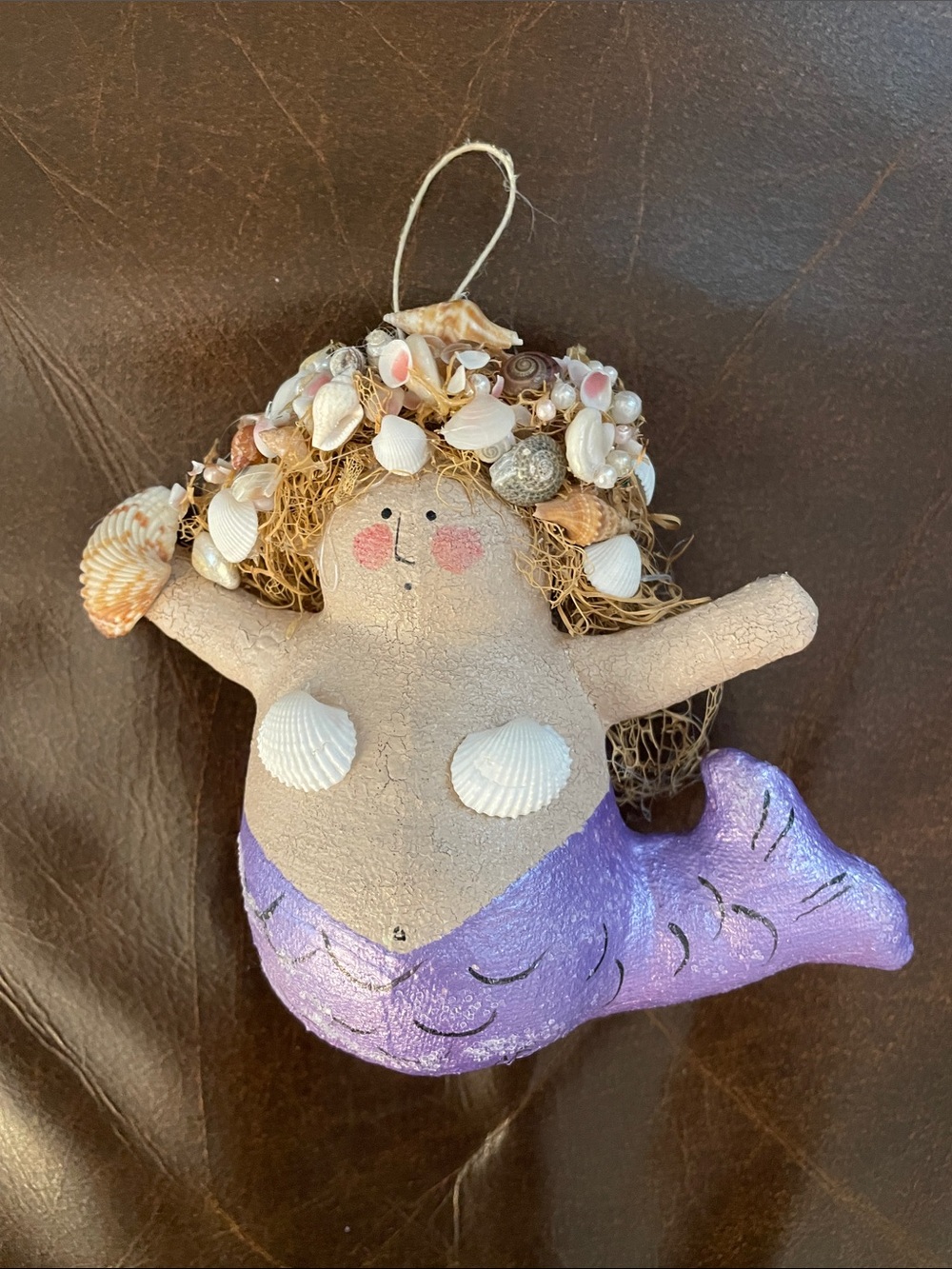 Handmade Mermaid Ornament with Purple Tail